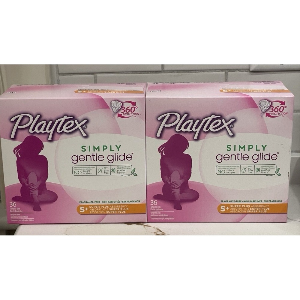 Playtex Simply Gentle Glide 36‎ Count Super Plus Fragrance Free Lot of 2 Boxes